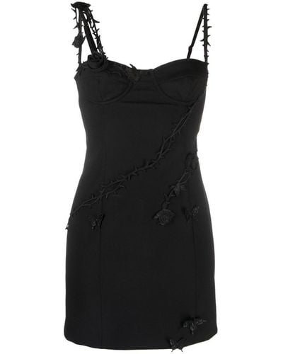 Blumarine Floral Appliqué Mini Dress - Women's - Polyester/elastane - Black