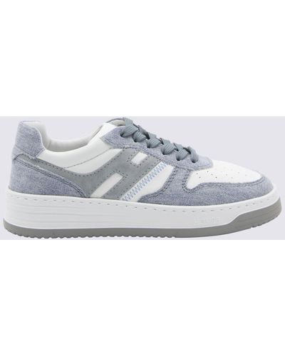Hogan Light Blue Suede H630 Sneakers - White