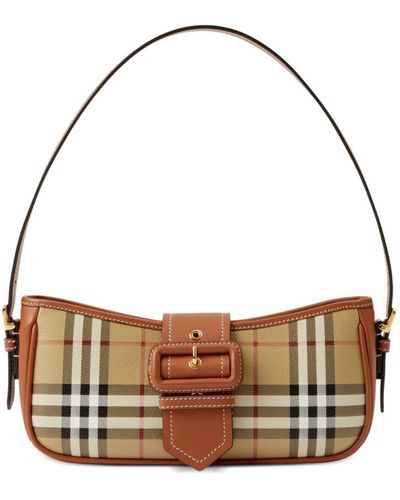 Burberry Check-print Faux-leather Shoulder Bag - Brown