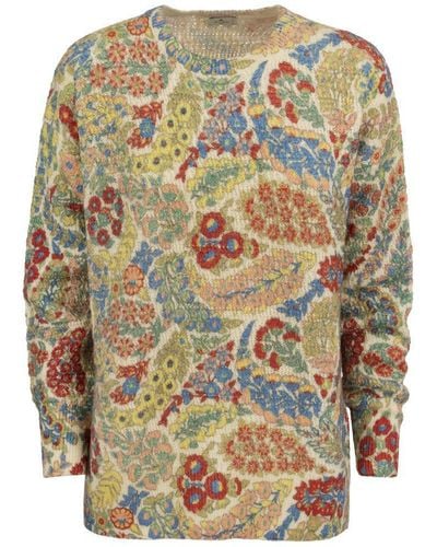 Etro Wool And Alpaca Sweater With Print - Multicolor