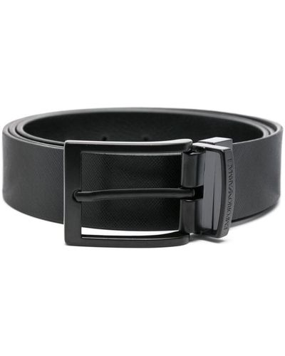 Emporio Armani Logo Leather Belt - Black