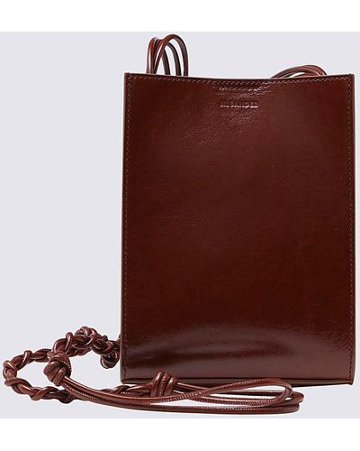 Jil Sander Brown Leather Tangle Crossbody Bag