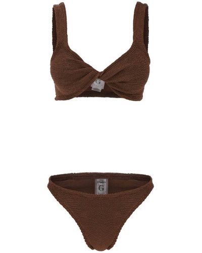 Hunza G Juno Metallic-Effect Bikini Set - Brown