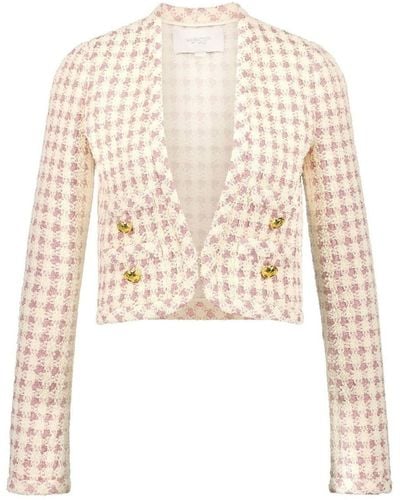 Giambattista Valli Check-pattern Tweed Cropped Jacket - White