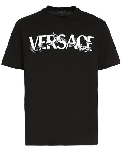 Versace Logo Cotton T-shirt - Black