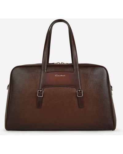 Santoni Leather Travel Bag - Brown