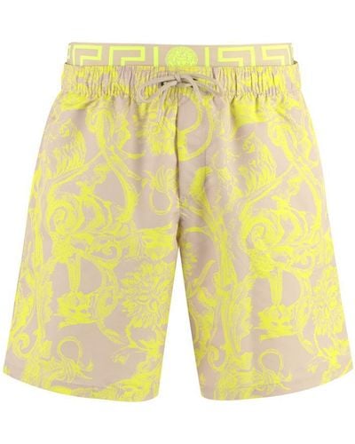 Versace Barocco-print Swim Shorts - Yellow