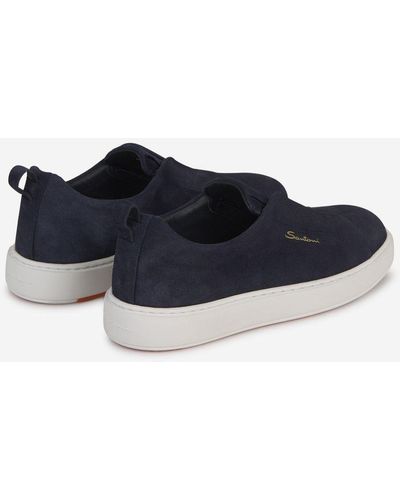 Santoni Leather Slip-on Sneakers - Blue