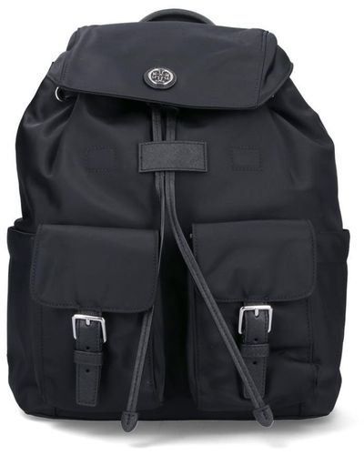 Tory Burch Nylon Flap Backpack - Black