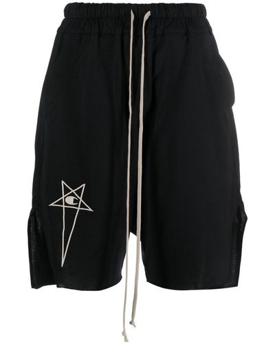 Rick Owens X Champion Logo-embroidered Drawstring-waist Shorts - Black