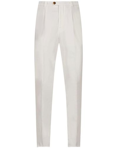 Brunello Cucinelli Low-waisted Slim-fit Trousers - White