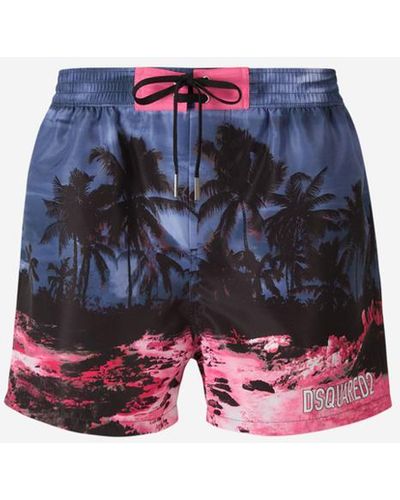 DSquared² Palm Trees Swim Shorts - Blue