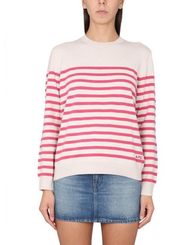 A.P.C. Jersey With Stripe Pattern - Red
