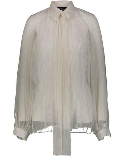 Rochas Bow Shirt In Lurex Striped Silk Chiffon Clothing - Gray