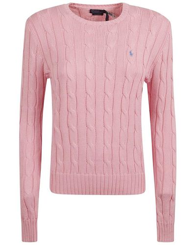 Ralph Lauren Brand-embroidered Slim-fit Knitted Jumper - Pink