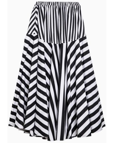 Patou Striped Cotton Skirt - Black