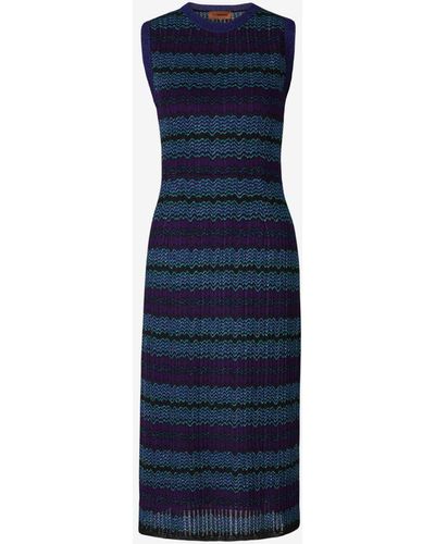 Missoni Zig-zag Knitted Dress - Blue