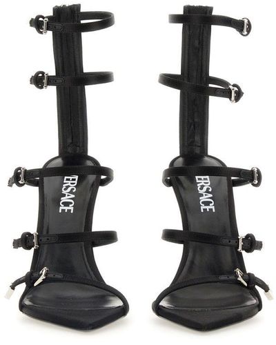 Versace Leather Pin-Point Sandals - Black