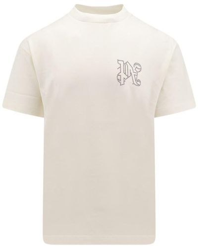 Palm Angels Off Cotton Monogram T-Shirt - White