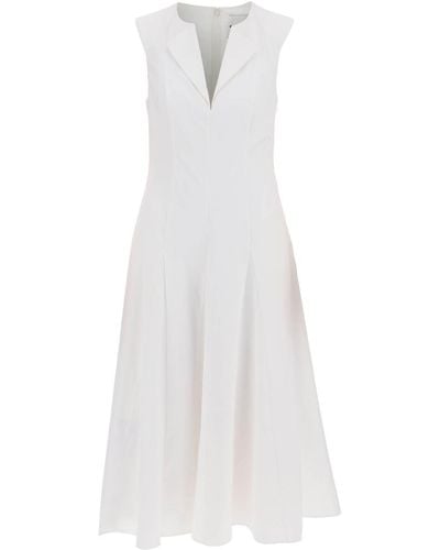 Roland Mouret Cotton Poplin Midi Dress In - White