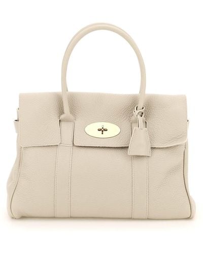 Mulberry Heavy Grain Leather Bayswater Bag - Natural
