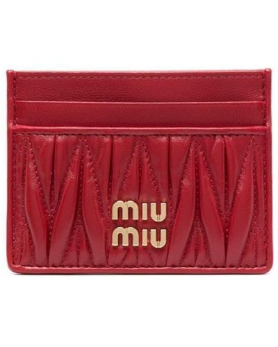 Miu Miu Black Matelassé Leather Lanyard ID Card Holder Miu Miu