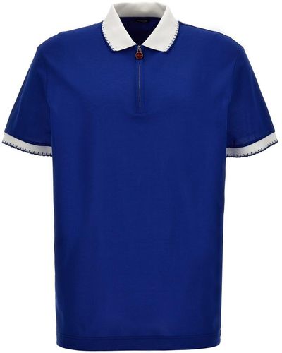 Kiton Half Zip Polo Shirt - Blue