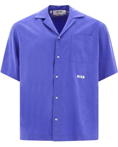 MSGM Shirt With Embroidery - Blue