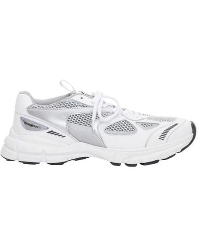 Axel Arigato 'marathon Runner' Silver And Trainers Wth Logo In Leather Blend Man - White