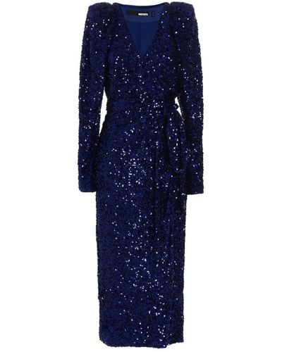 ROTATE BIRGER CHRISTENSEN Sequin-embellished Wrap Midi Dress - Blue