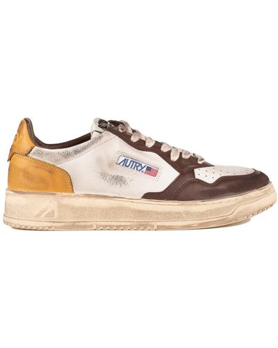 Autry Super Vintage Low Leather And Honey Sneakers - Brown