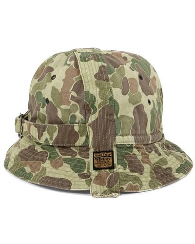 Kapital "Camouflage Herringbone" Bucket Hat - Green