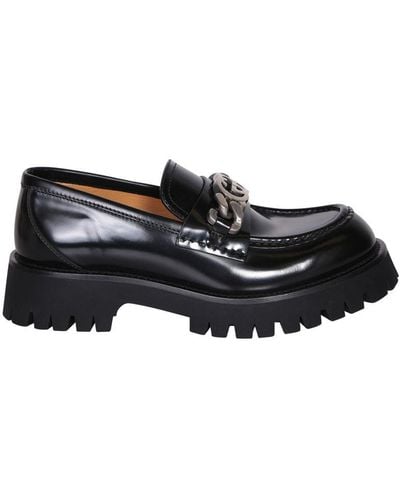 Gucci Web Interlocking G Leather Loafer - Black