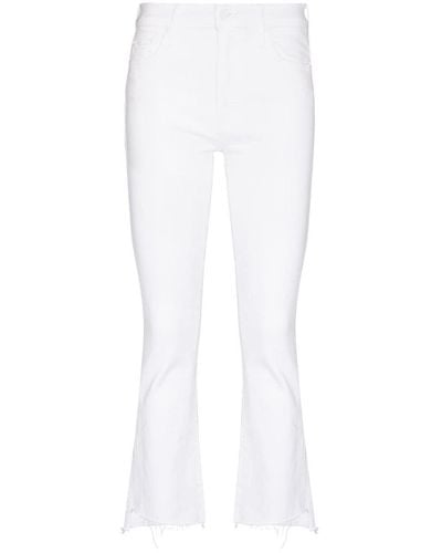 Mother The Insider Crop Step Fray Jeans - White