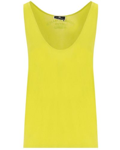 Elisabetta Franchi Cedar Top With Embroidered Logo - Yellow