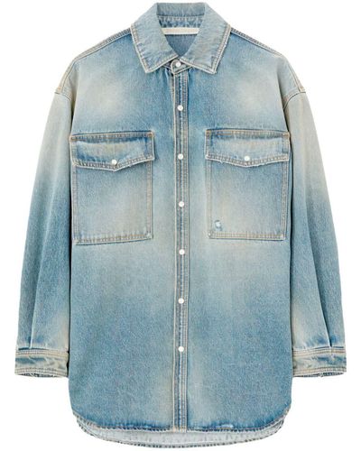 Palm Angels Cargo Cotton Overshirt - Blue