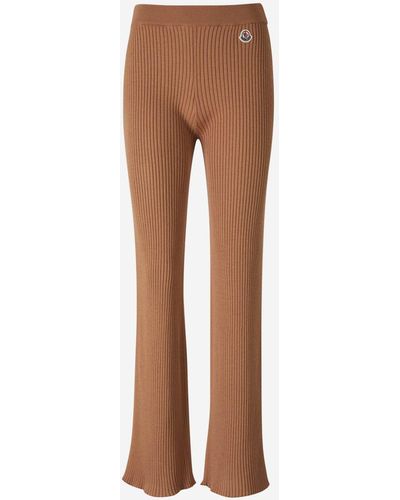 Moncler Wool Knit Sweatpants - Brown