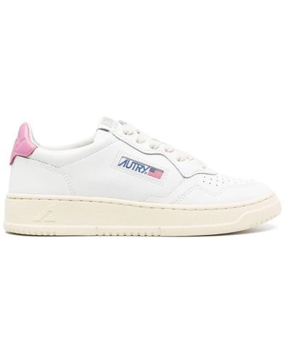 Autry Medalist Low Sneakers In And Pink Leather - White