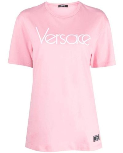 Versace Logo-embroidered Cotton T-shirt - Pink