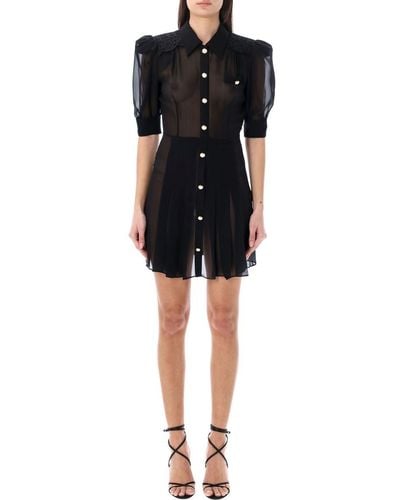 Alessandra Rich Pleated Mini Dress - Black