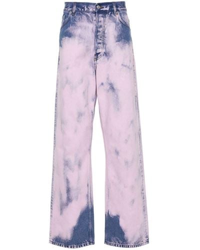 Dries Van Noten Pine Straight Leg Jeans In Pink - Purple