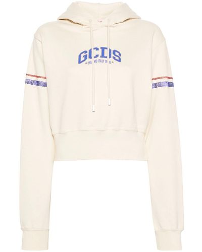 Gcds Sweatshirt With Cropped Decoration - White