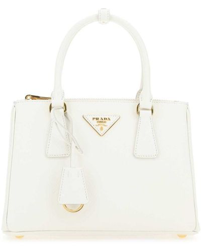Prada Medium Galleria Leather Tote Bag - White
