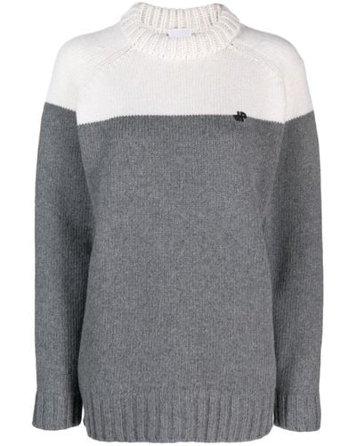 Patou Merino-blend Colour-block Sweater - Gray