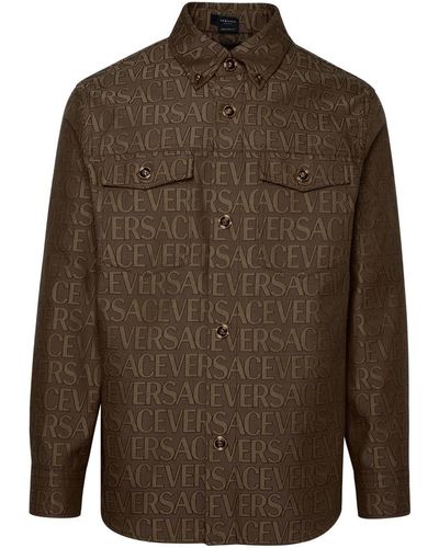 Versace Beige Cotton Blend Shirt - Brown