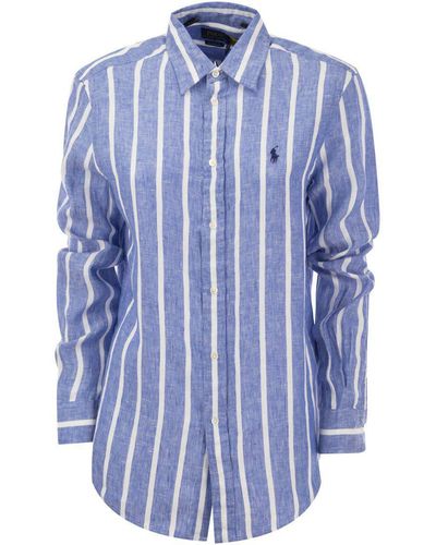 Polo Ralph Lauren Relaxed-fit Linen Striped Shirt - Blue