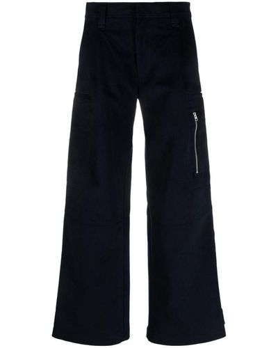 Ami Paris Wide-leg Cotton Pants - Blue
