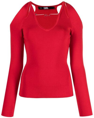 Karl Lagerfeld Cut-out Logo-charm Sweater - Red