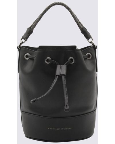 Brunello Cucinelli Black Leather Satchel Bag