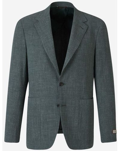 Canali Two-Tone Wool Blazer - Gray